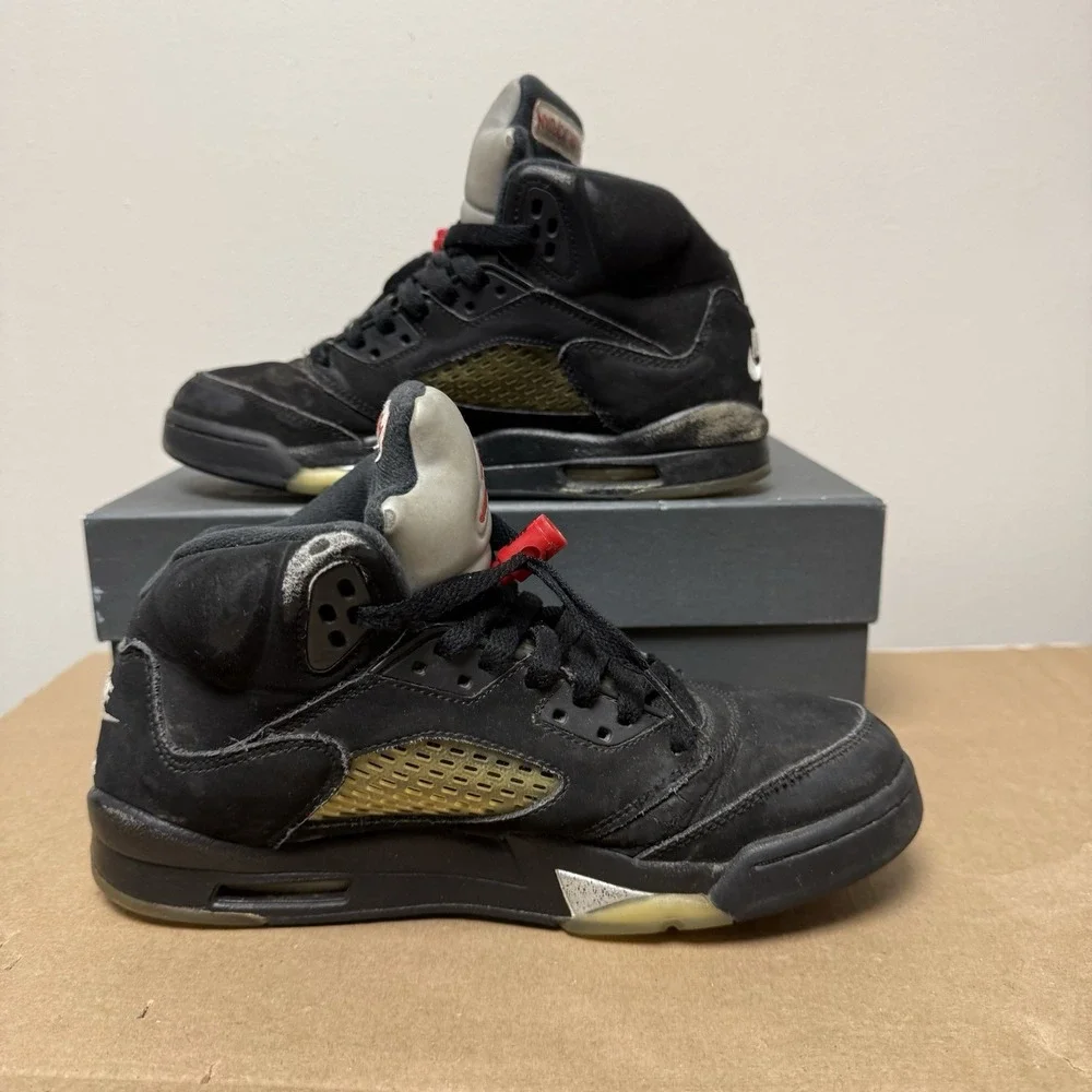 Air Jordan 5 Retro OG‎ BG Black Metallic Silver 845036-003 Boys Size 6Y eu 38.5